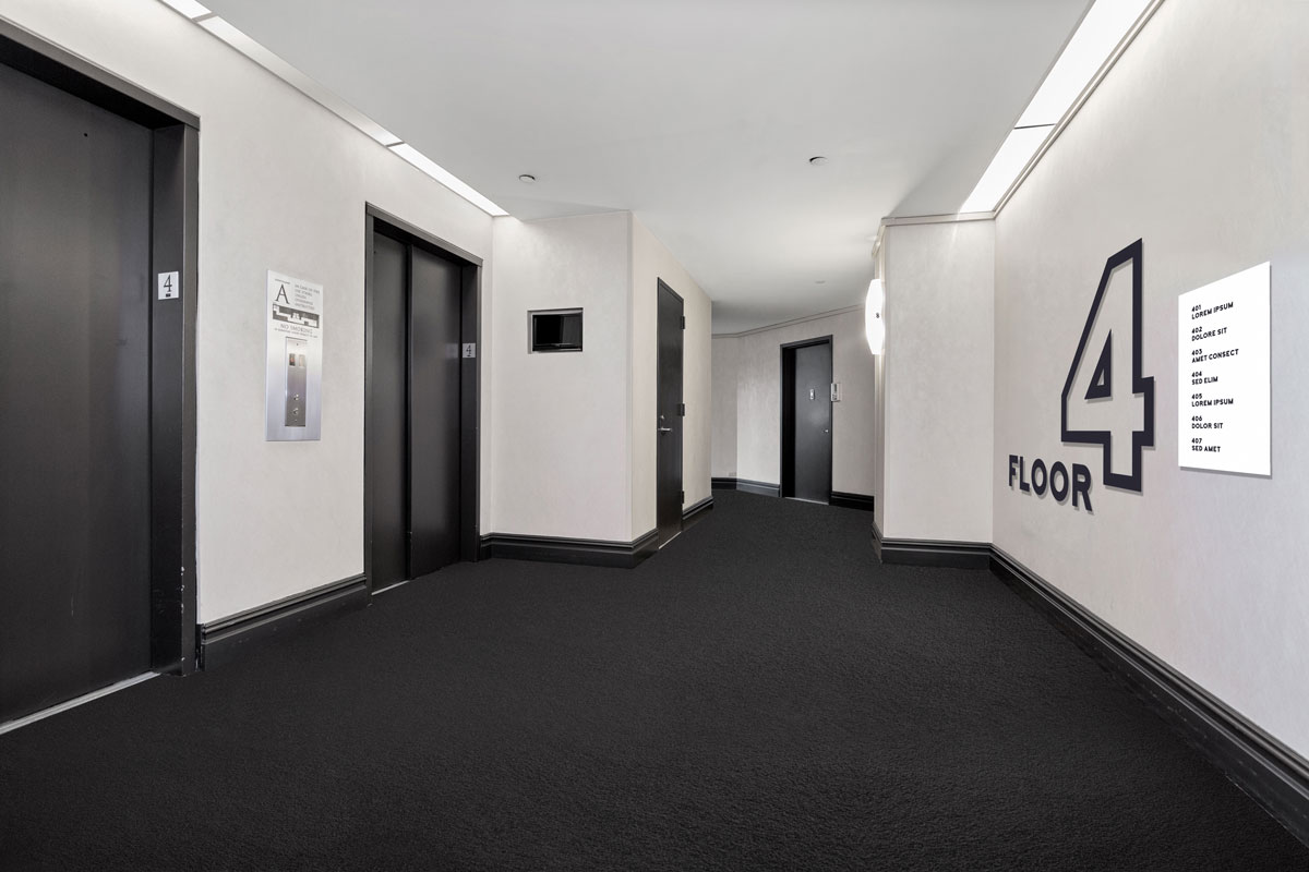 Computer rendering of the 4th floor common corridor
